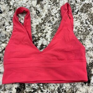 Lululemon pink vneck bra, size 4.